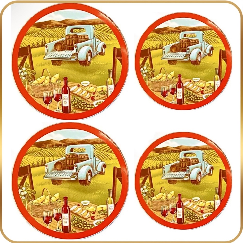 Stove Top Burner Covers Set of 4 Wine And Truck Farm 10" & 8" Two of Each